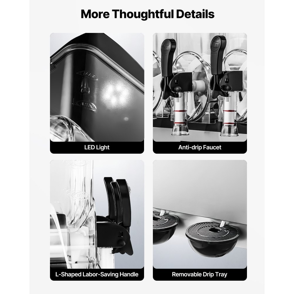 VEVOR - Máquina comercial para hacer granizados con triple tanque de 15 L x 3 pulgadas, de acero inoxidable, para preparar 180 tazas de margaritas, batidos y granizados, ideal para fiestas en casa, restaurantes, cafeterías y bares.