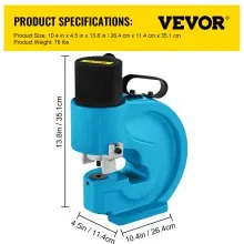 Herramienta de perforación hidráulica VEVOR CH-70, perforadora de fuerza de excavadora de 35T, perforadora de agujeros lisos para placa de hierro, barra de cobre, aluminio, acero inoxidable