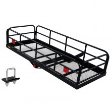 VEVOR Portaequipajes de enganche, 60 x 24 x 14 pulgadas, cesta de carga de acero montada en enganche de remolque plegable, capacidad de carga de 400 libras, portaequipajes con estabilizador, se adapta al receptor de enganche de 2 pulgadas para camioneta SUV