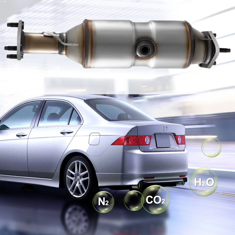 Convertidor catalítico VEVOR para Honda Accord que reduce las emisiones con N2, CO2 y H2O.