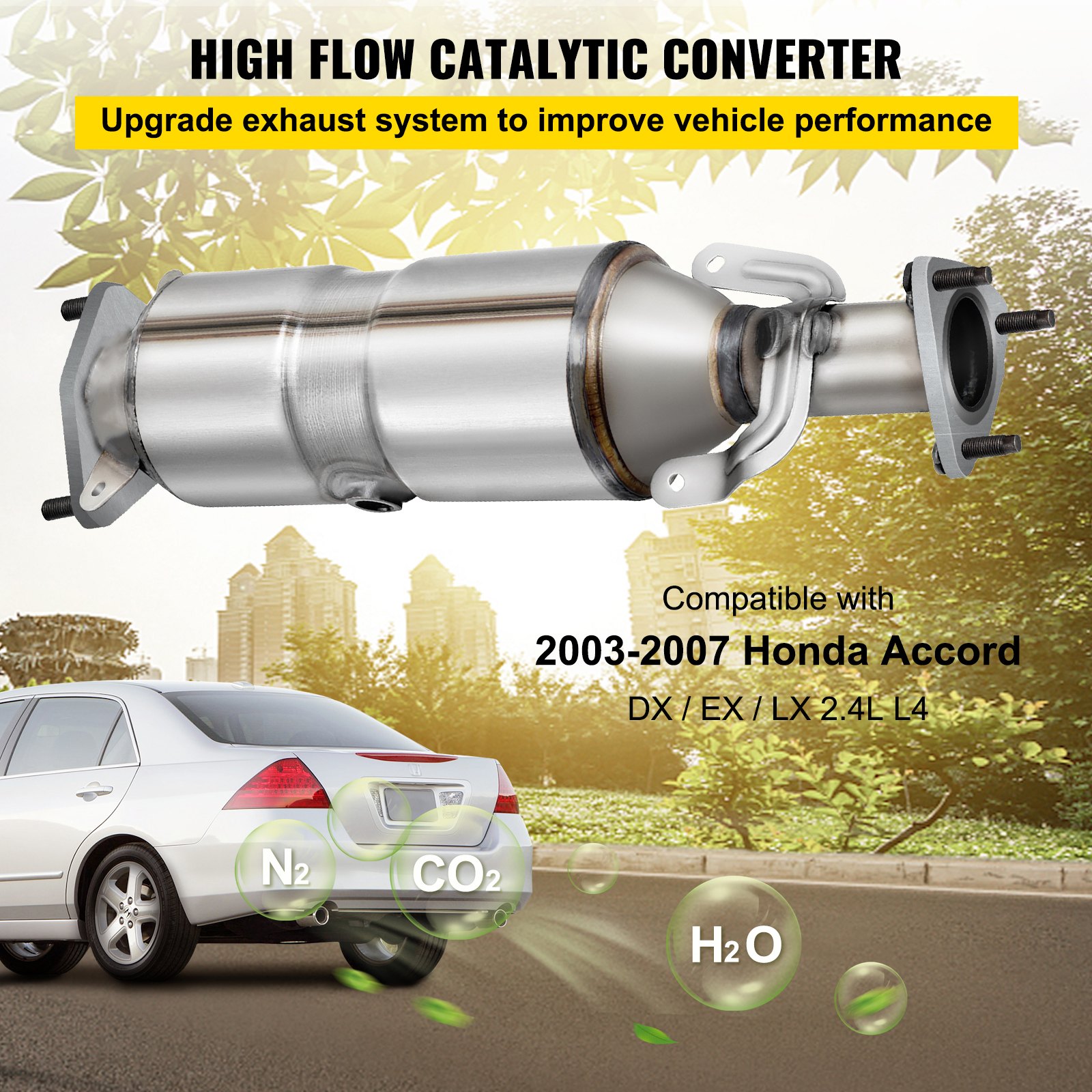 Convertidor catalítico VEVOR para Honda Accord 2003-2007, que mejora el rendimiento del escape.