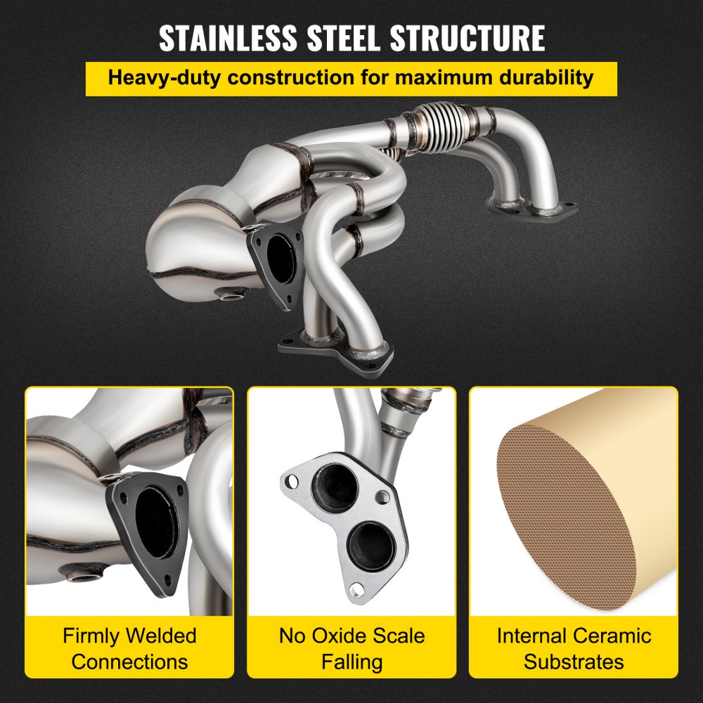 VEVOR Convertidor catalítico Ajuste directo Colector de escape delantero Convertidor catalítico de alto flujo Compatible con Subaru Impreza, Legacy, Forester, Outback, 06-12, 4 Cyl 2.5L Excepto Turbo W/Kit de juntas