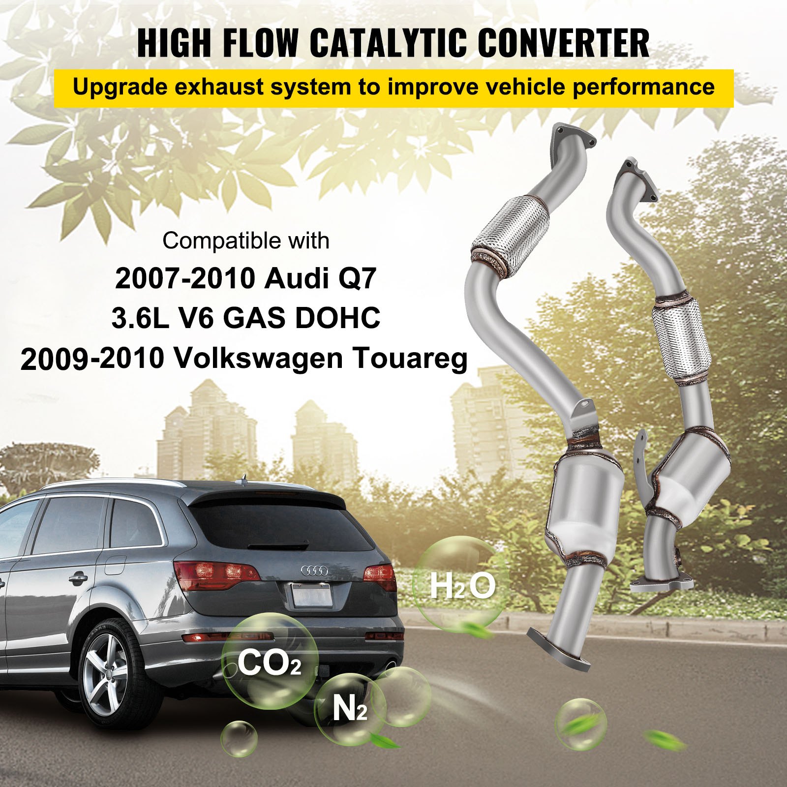 Par de convertidor catalítico para 2008 2009 Audi Q7 3.6L V6