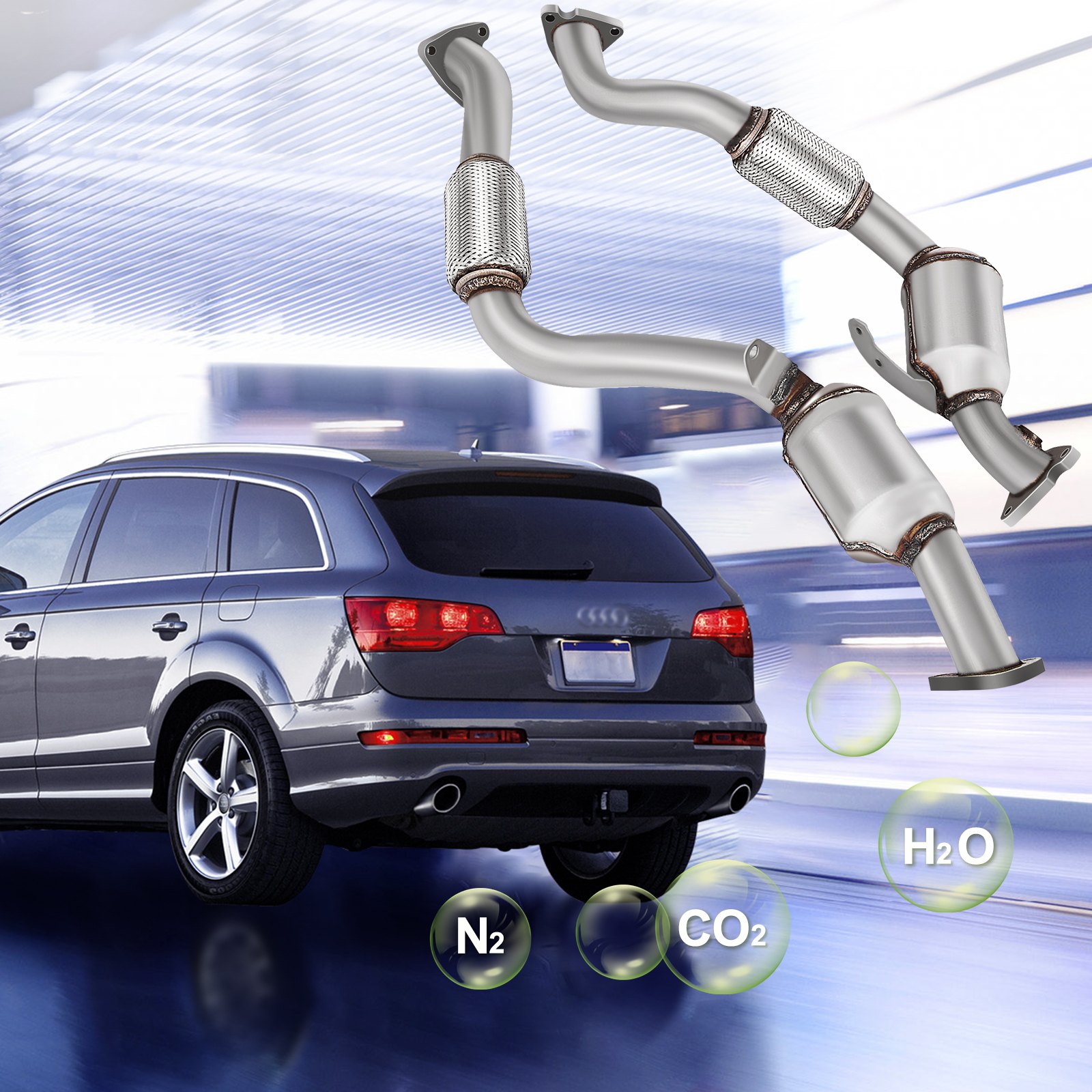 Par de convertidor catalítico para 2008 2009 Audi Q7 3.6L V6