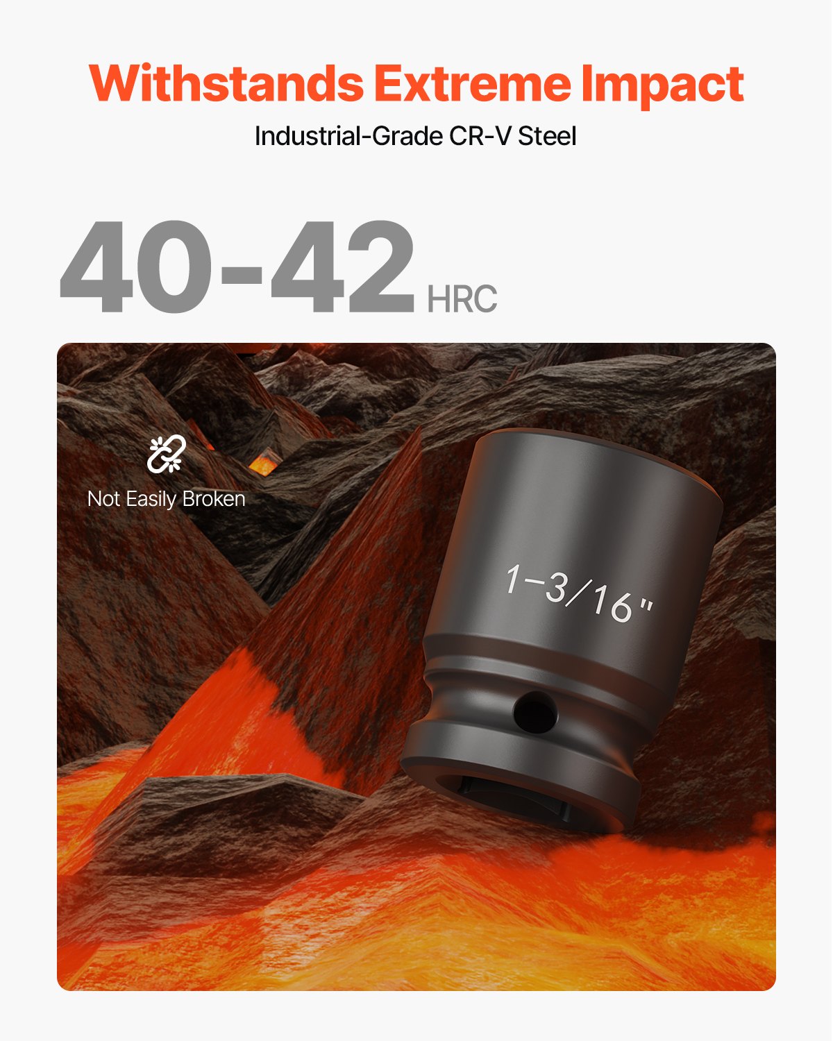 Juego de vasos de impacto VEVOR de 3/4", 21 piezas SAE de 3/4" a 2", 6 puntas de acero de aleación Cr-V para reparación de automóviles, marcas de tamaño fáciles de leer, incluye barras de extensión, mango de trinquete y estuche.