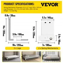 VEVOR Murphy - Mecanismo de resortes de pared para montaje de alta resistencia, kit de bricolaje para cama Queen Twin (horizontal), color blanco