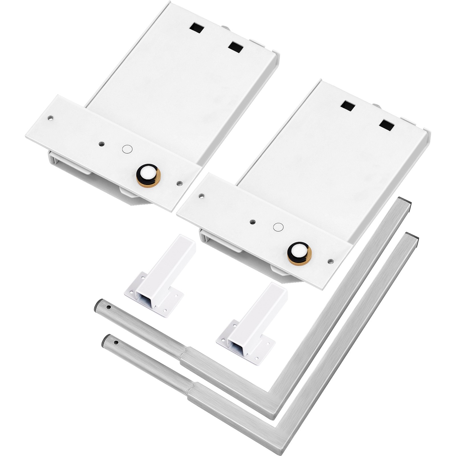 Componentes del kit de cama plegable VEVOR con soportes blancos y soportes de metal resistentes.