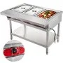 VEVOR Calentador de alimentos eléctrico comercial de 3 ollas, mesa de vapor de 18 cuartos de galón con tapas y tabla de cortar de 7 pulgadas, mesa de vapor de acero inoxidable de grado alimenticio, mostrador de servicio de 110 V, 1500 W para restaurante