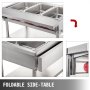VEVOR Calentador de alimentos eléctrico comercial de 3 ollas, mesa de vapor de 18 cuartos de galón con tapas y tabla de cortar de 7 pulgadas, mesa de vapor de acero inoxidable de grado alimenticio, mostrador de servicio de 110 V, 1500 W para restaurante