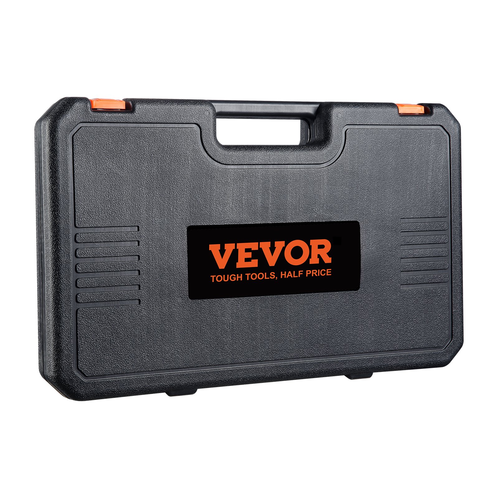 Juego de vasos de impacto VEVOR en estuche negro con pestillos y asa de color naranja.