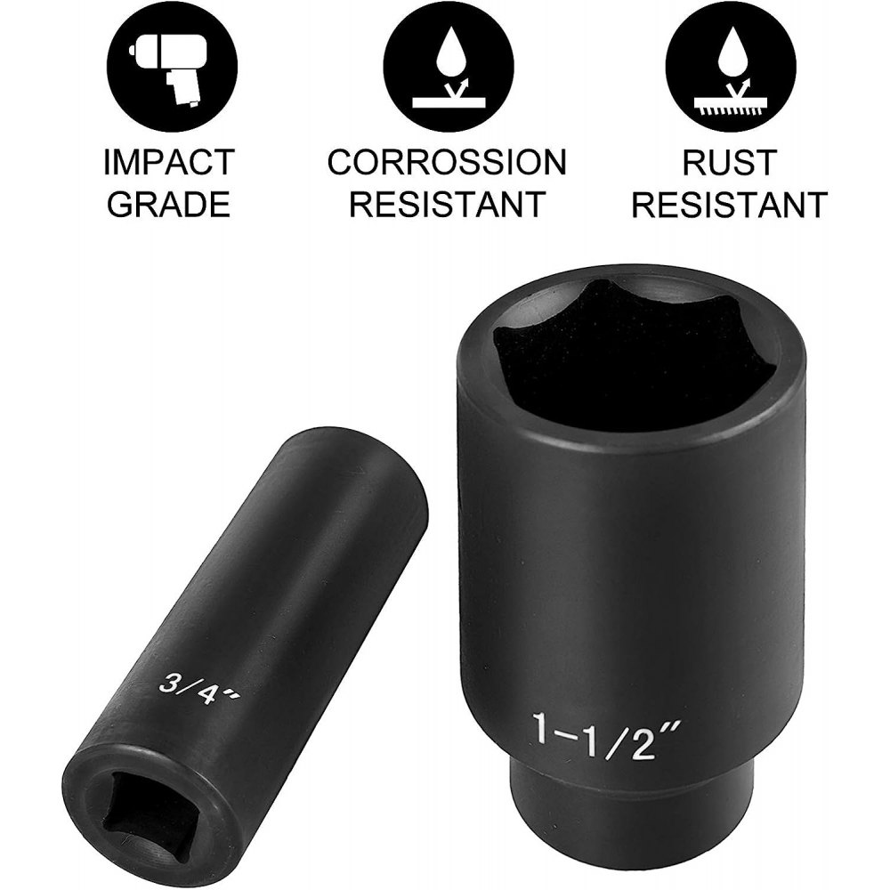 Juego de vasos de impacto VEVOR con vasos de 3/4&quot; y 1-1/2&quot;, iconos resistentes a la corrosión.