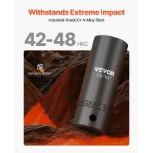 VEVOR Juego de llaves de vaso de impacto de 1/2 pulgadas, 19 piezas, llaves de vaso de impacto, dado profundo, llaves de vaso de 6 puntos, construcción resistente, Cr-V, juego de llaves de vaso de 1/2 pulgadas, impacto de 3/8 de pulgada - 1-1/2 pulgada, con un Jaula de almacenamiento