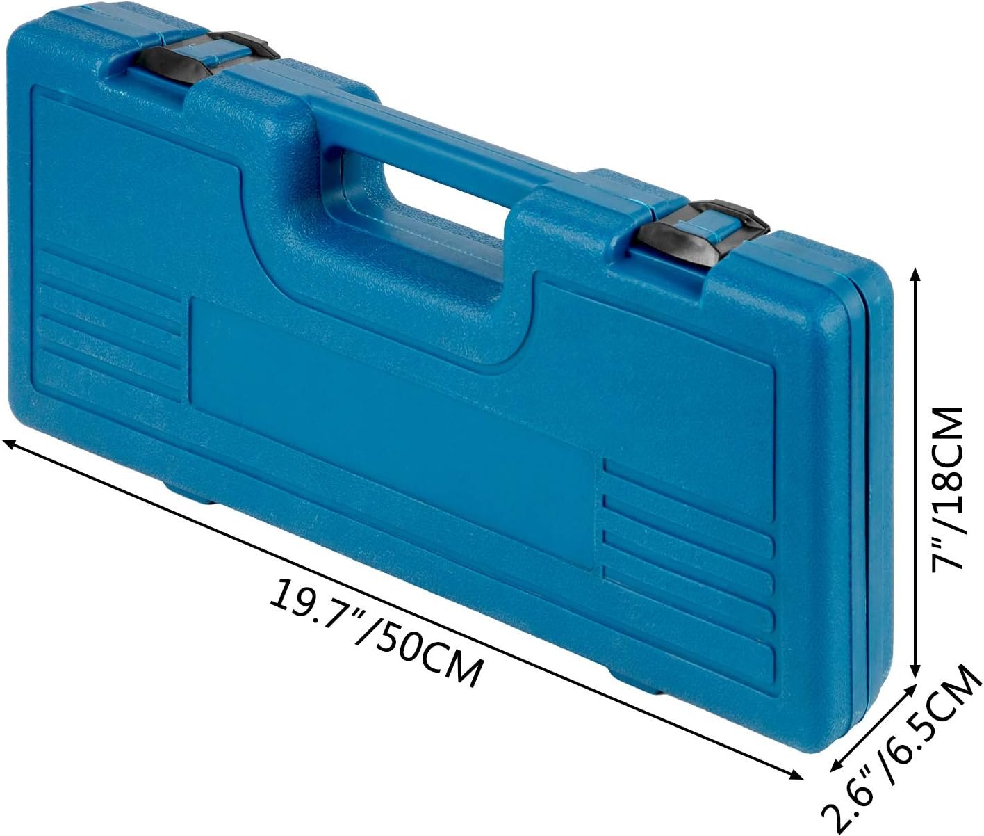 Estuche de plástico azul para juego de vasos de impacto VEVOR con dimensiones 19,7&quot; x 7&quot; x 2,6&quot;.