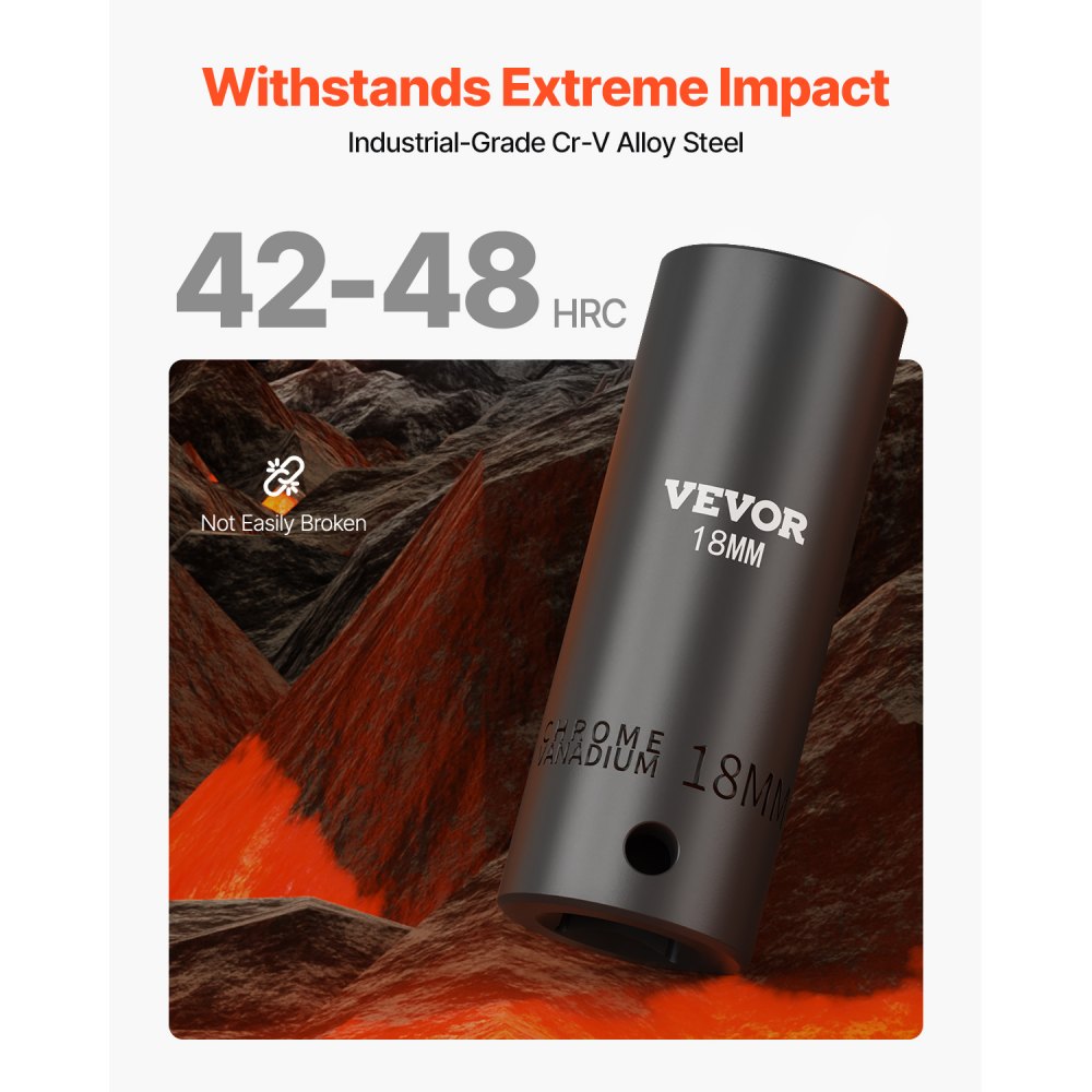 Juego de vasos de impacto VEVOR, 26 vasos de impacto de 1/2", vasos profundos, vasos de 6 puntas, juego de vasos de impacto métricos de 1/2 pulgada de 10 mm a 36 mm, construcción robusta de Cr-V, con jaula de almacenamiento.