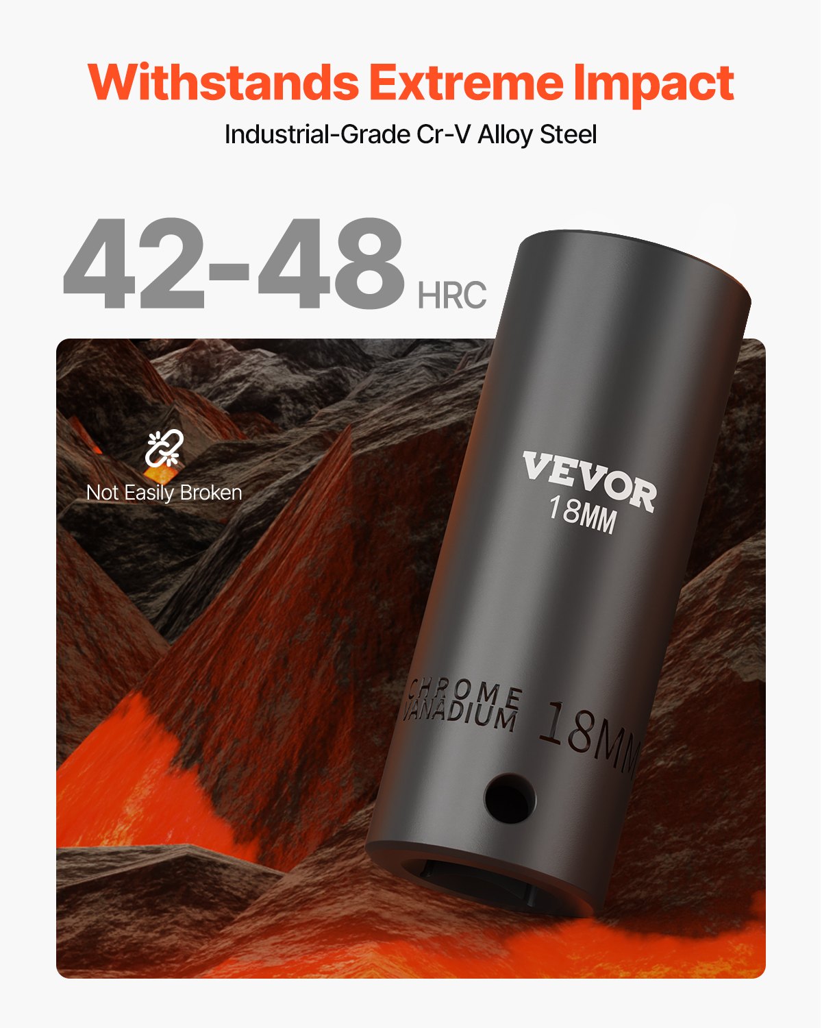 Juego de vasos de impacto VEVOR, 26 vasos de impacto de 1/2", vasos profundos, vasos de 6 puntas, juego de vasos de impacto métricos de 1/2 pulgada de 10 mm a 36 mm, construcción robusta de Cr-V, con jaula de almacenamiento.