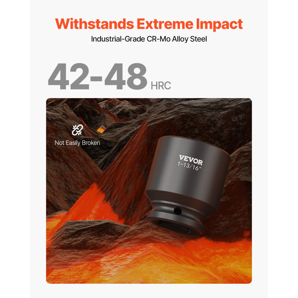 Juego de vasos de impacto VEVOR de 3/4 pulgadas, 29 piezas, vasos de impacto de 6 puntas, construcción robusta, CR-M0, juego de vasos de impacto SAE de 3/4 a 2-1/2 pulgadas, con jaula de almacenamiento.