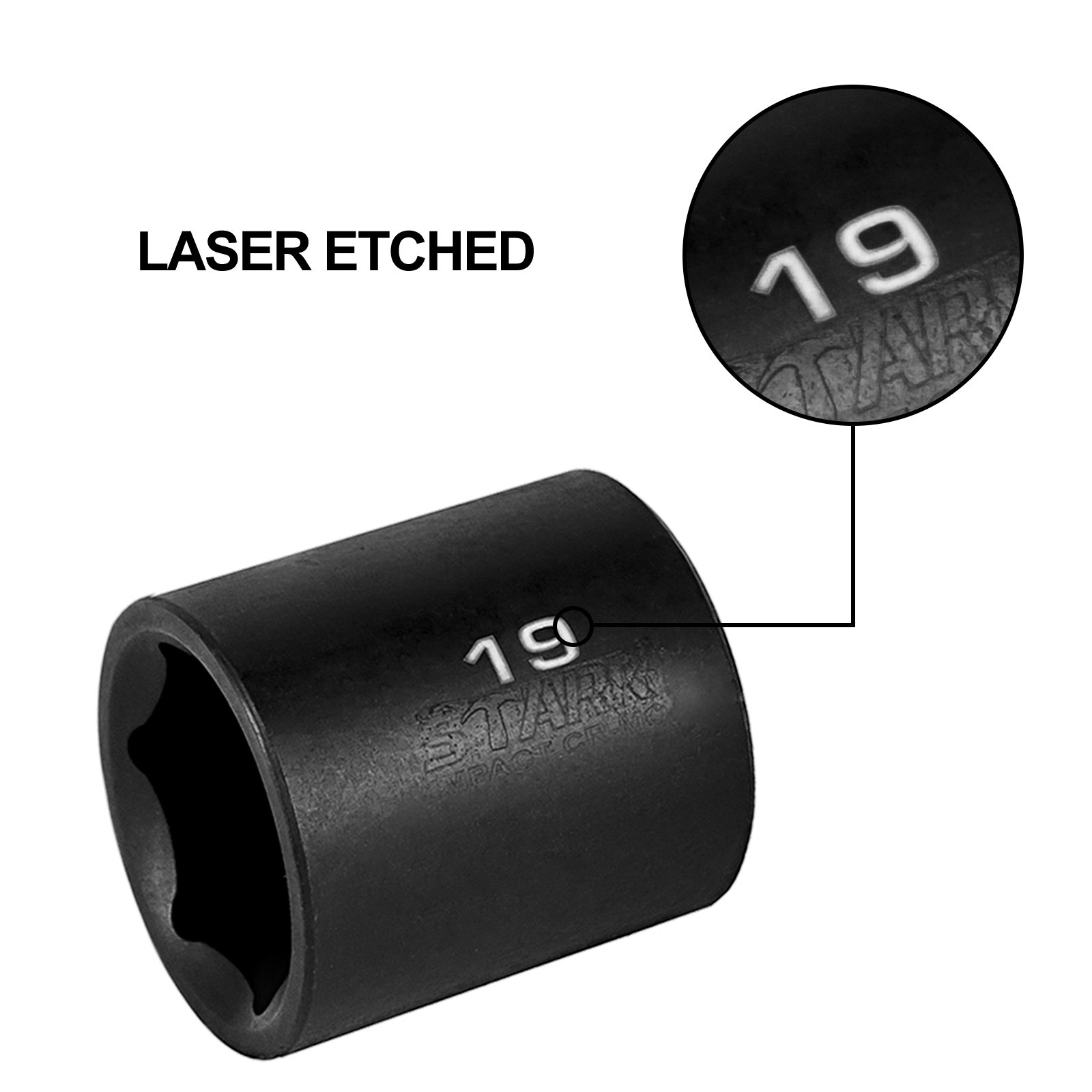 Juego de vasos de impacto VEVOR con marcado &quot;19&quot; grabado con láser.