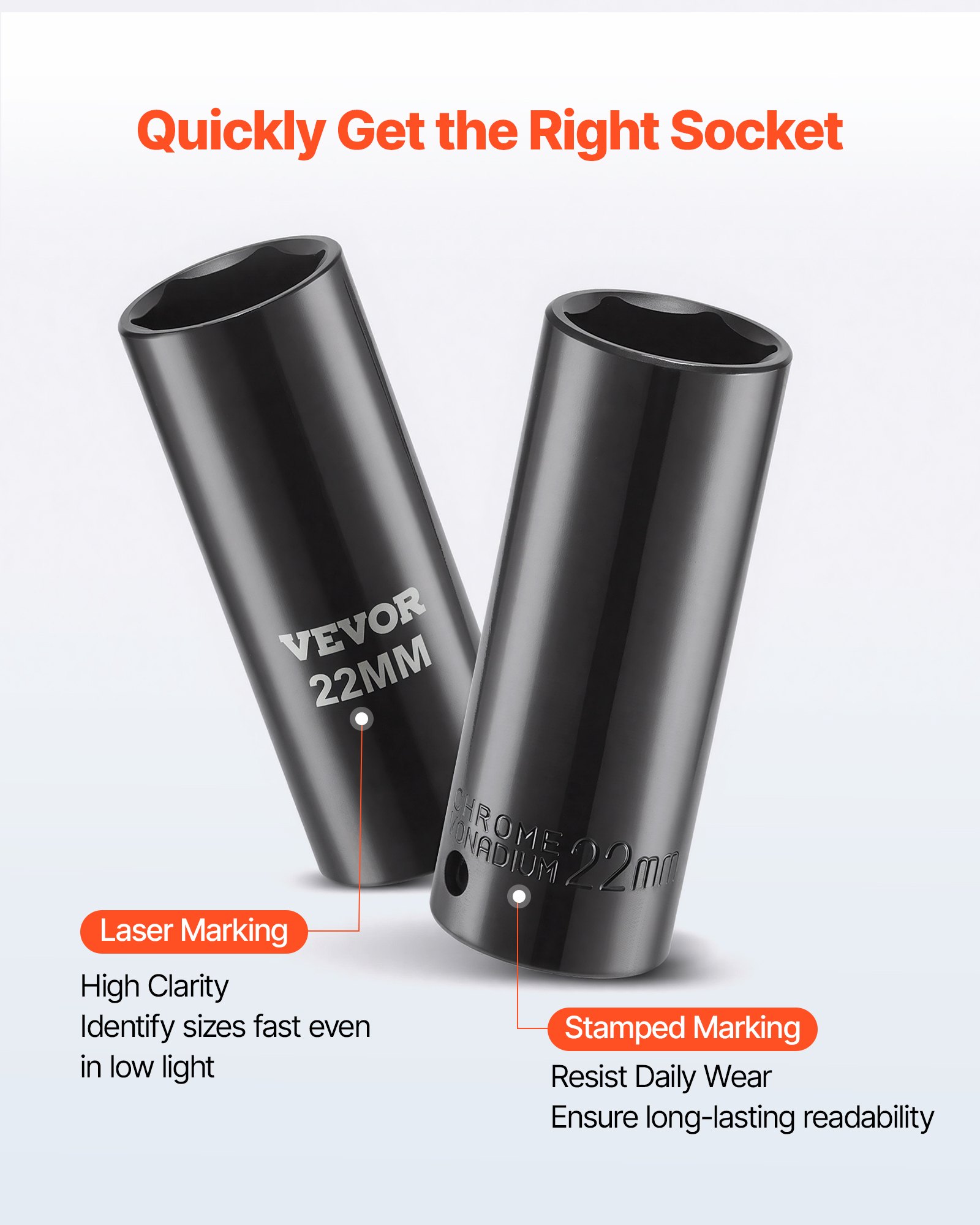 Juego de dados de impacto VEVOR de 1/2 pulg., 29 piezas, dados de impacto profundos de 6 puntas, tamaños SAE (3/8 a 1 pulg.) y métricos (10 a 24 mm) con barras de extensión (3, 5, 10 pulg.), acero Cr-V, estuche de transporte resistente.