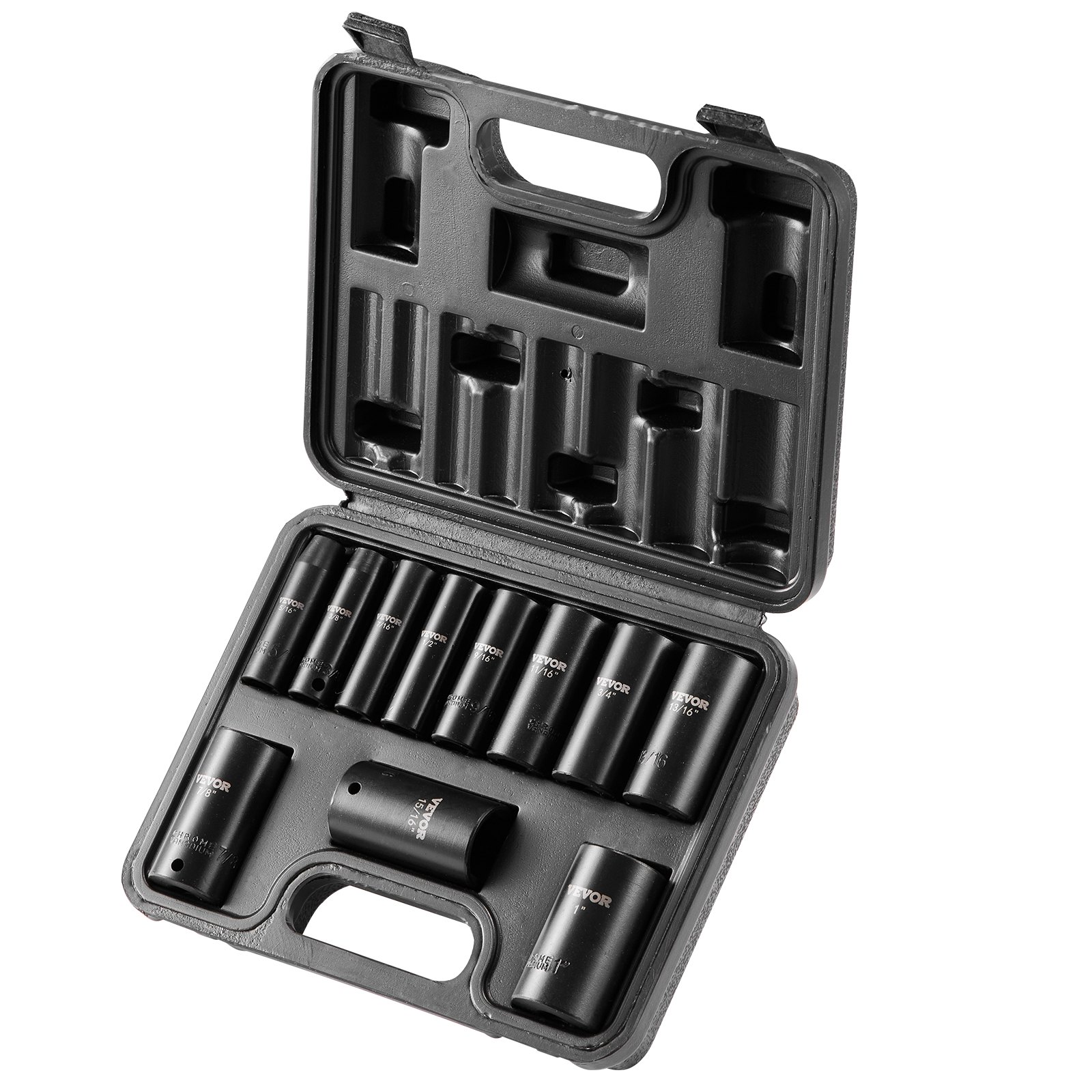 Juego de vasos de impacto VEVOR, 11 piezas, 6 puntas, 3/8 pulgadas, con trinquete