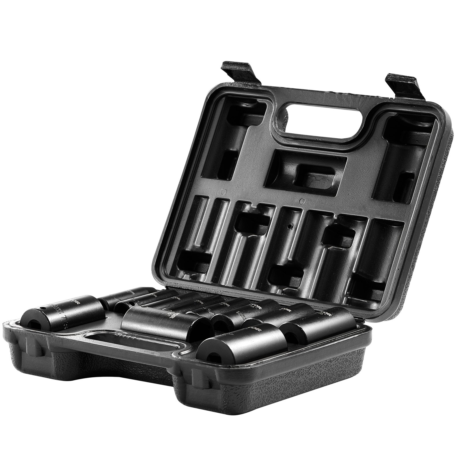 Juego de dados de impacto VEVOR de 3/8", 11 piezas, SAE de 5/16"-1", 6 puntas, acero de aleación CR-V para reparación de automóviles, marcas de tamaño fáciles de leer, construcción robusta, incluye estuche.