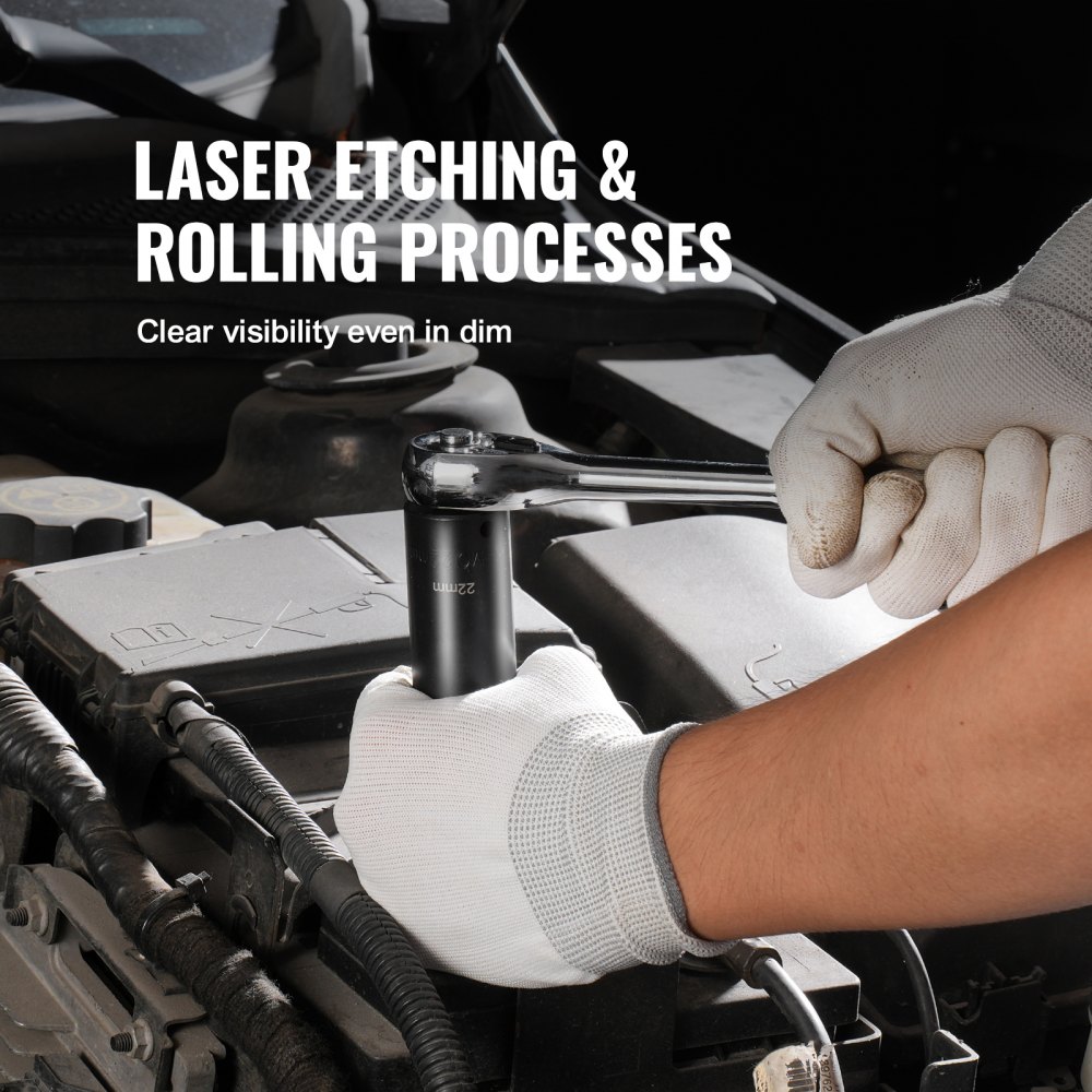 Juego de vasos de impacto VEVOR de 3/8" - 18 piezas de vasos profundos métricos de 8-22 mm - 6 puntas de acero de aleación CR-V para reparación de automóviles - Marcas de tamaño fáciles de leer - Construcción robusta. Incluye estuche.