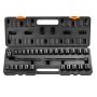 Juego de dados de impacto VEVOR de 3/8", 29 piezas, SAE de 3/8" a 1" y métrico de 8 a 22 mm, 6 puntas de acero de aleación CR-V para reparación de automóviles, marcas de tamaño fáciles de leer, construcción robusta, estuche de almacenamiento