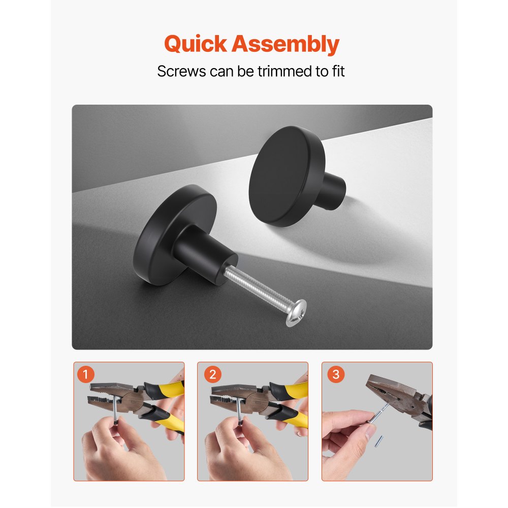 VEVOR - Pomos para armario (10 unidades, 3,2 cm, aleación de zinc negro, para cajones y puertas), diseño de hongo, herrajes para armarios de cocina, armarios y cajones, con tornillos