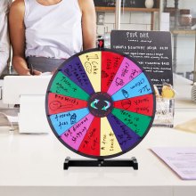VEVOR Rueda de premio giratoria de 24 pulgadas, ruleta de mesa con 14 ranuras, rueda de ruleta resistente con borrado en seco y 2 marcadores, gana juegos de giro de la fortuna en fiesta, pub, feria comercial, carnaval