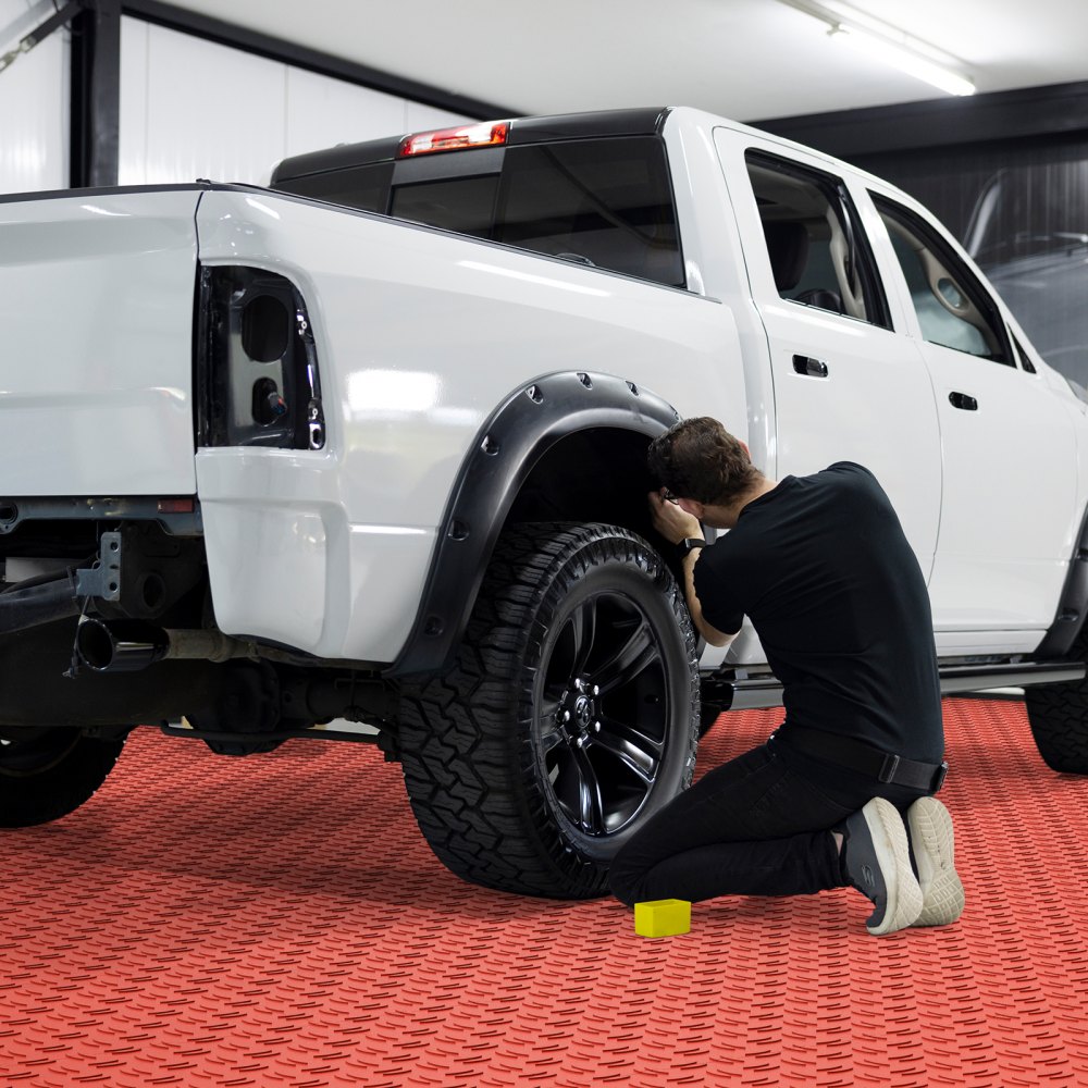 VEVOR Azulejos de garaje entrelazados, 30 x 30 x 1,3 cm (paquete de 25), baldosas antideslizantes de doble cara con textura para garajes, sótanos y talleres, color rojo