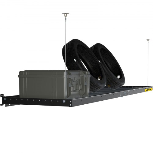 VEVOR - Estantería de pared para garaje de 2 x 8 pies, estantería de acero montada en la pared, estante de almacenamiento superior para garaje, estantes flotantes con capacidad de peso de 220 libras, estante de pared de acero resistente para garaje, color negro