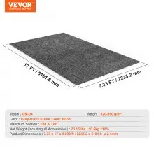 VEVOR Tapete para piso de garaje, protección impermeable de 7.4'x17' contra agua, nieve, lluvia, barro y aceite para automóviles, tapete de contención antideslizante resistente con respaldo antifugas de TPE y fácil de limpiar y cortar
