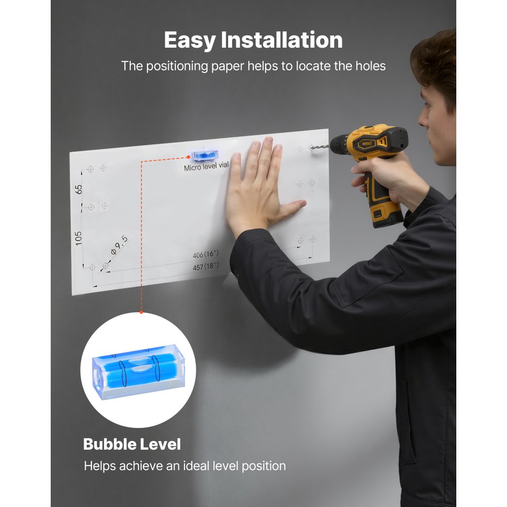 Estantería de pared para garaje VEVOR de 2 niveles y alta resistencia, paquete de 8 unidades. Estantería de pared de acero de 30 cm x 90 cm con ganchos, estante flotante de metal de 61 x 183 cm, capacidad de carga total de 454 kg, color negro.