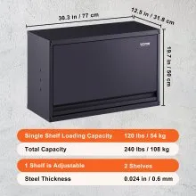 VEVOR Gabinete de almacenamiento de metal, capacidad de carga de 120 libras por estante, gabinete de garaje de acero con recubrimiento en polvo montado en la pared de 20 pulgadas de alto con estante a