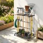 VEVOR Organizador de Herramientas de Jardín con Clips de Resorte y Ruedas, con Aberturas de 5,08 x 5,08 cm y Base de Acero Q235 para Herramientas de Mango Largo para Garajes, Cobertizos y Patios