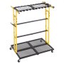 VEVOR Organizador de Herramientas de Jardín con Clips de Resorte y Ruedas, con Aberturas de 5,08 x 5,08 cm y Base de Acero Q235 para Herramientas de Mango Largo para Garajes, Cobertizos y Patios