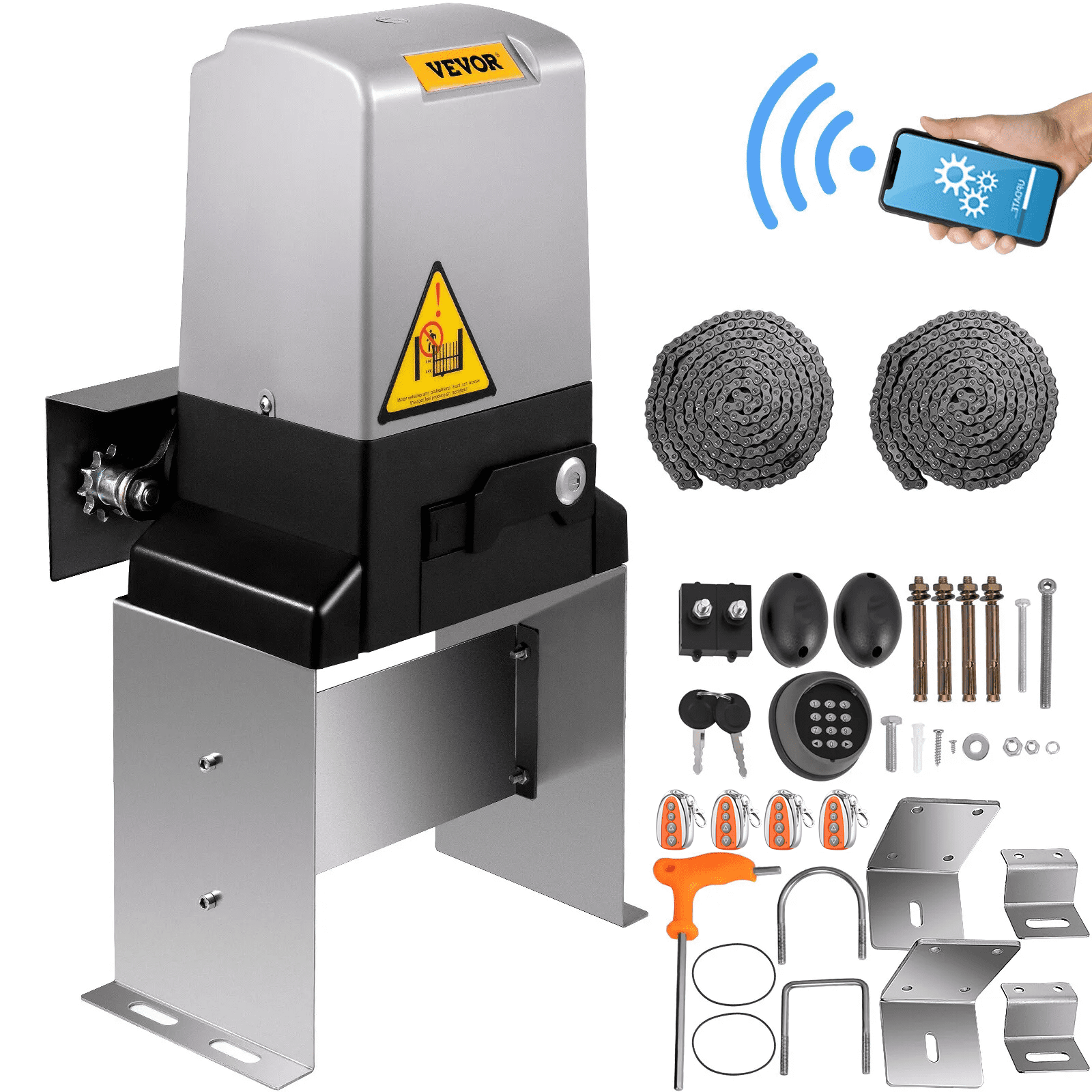 Abridor de puerta corrediza automático VEVOR de 1400 kg, motor con 2 controles remotos, alcance remoto de 70 m, para entrada de vehículos.