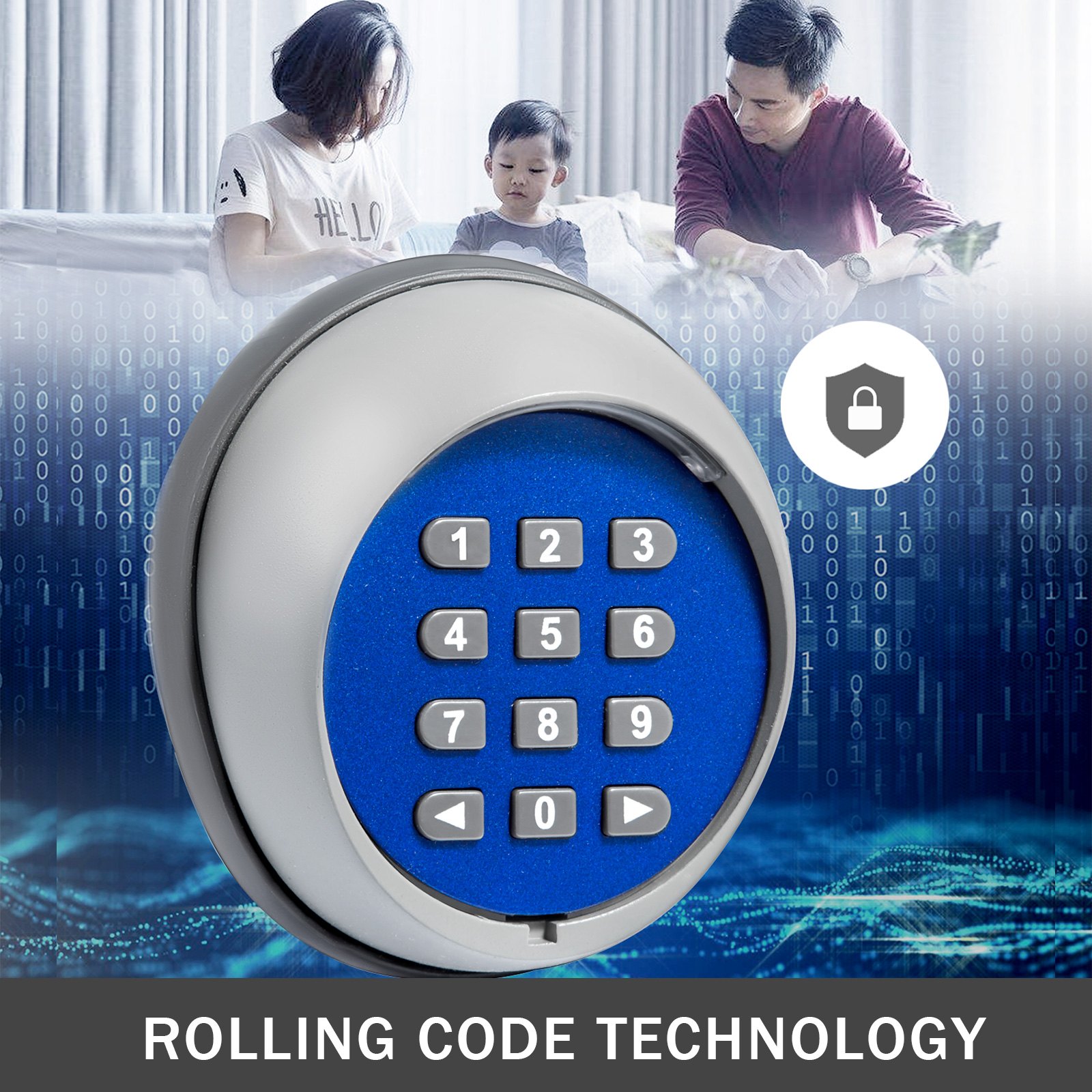 Teclado inalámbrico VEVOR con tecnología de código variable en un contexto de seguridad digital.