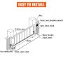 Diagrama de los pasos de instalación del abridor de puerta corrediza VEVOR con componentes etiquetados.