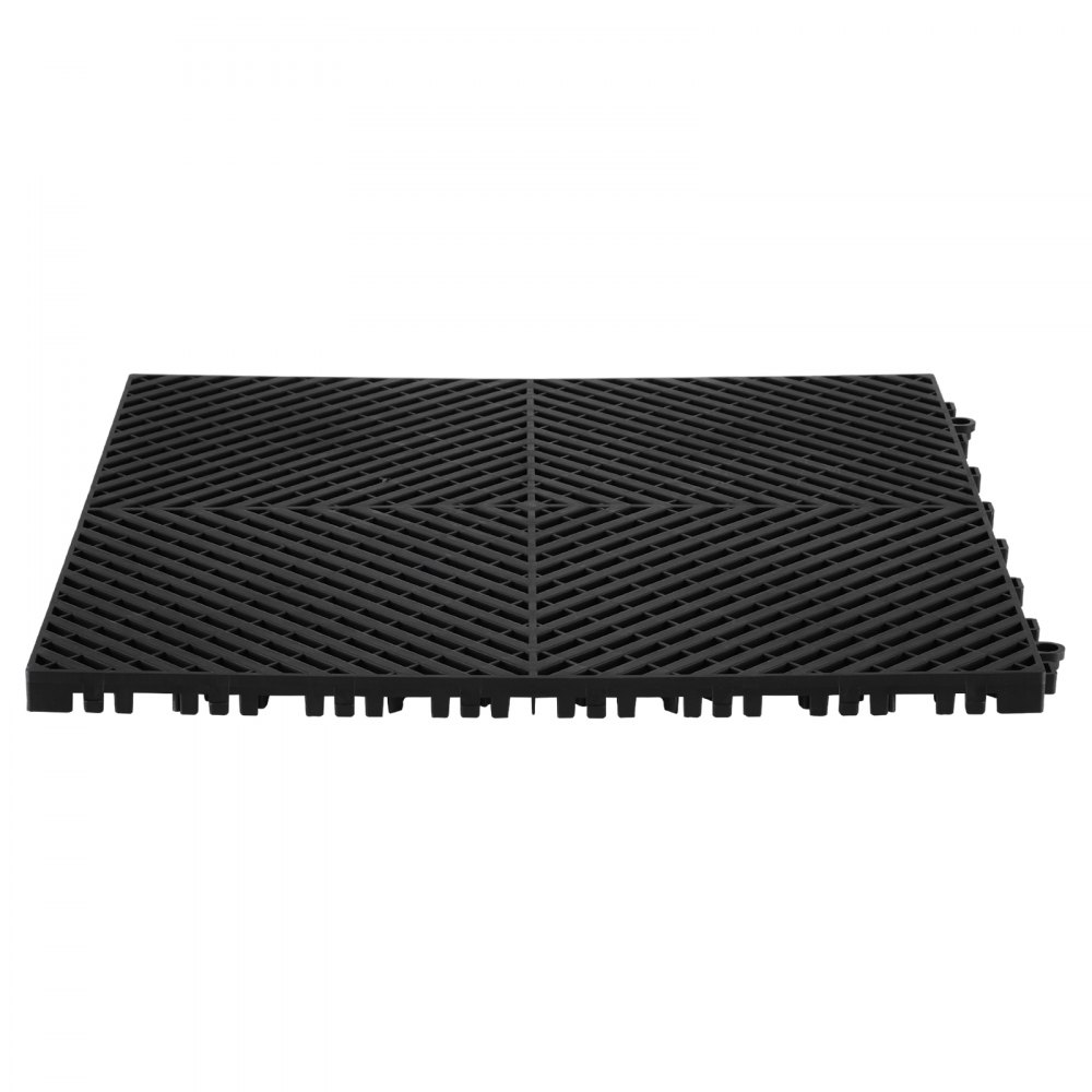 VEVOR - Alfombrilla de drenaje entrelazada (15,7 x 15,7 pulgadas), 24 unidades, antideslizante, de polipropileno negro, para suelos y duchas, ideal para garaje, jardín, cocina y exteriores.