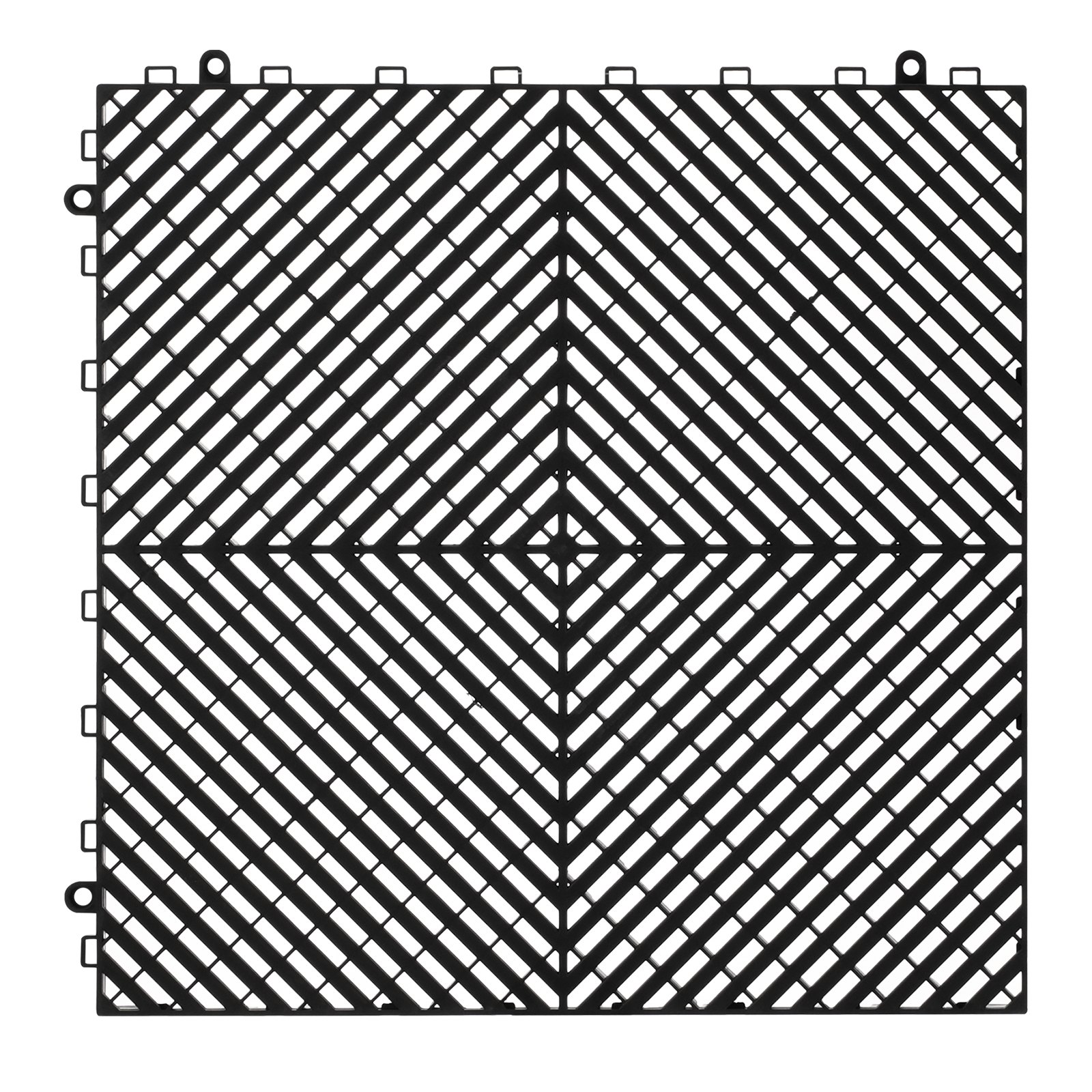 VEVOR - Alfombrilla de drenaje entrelazada (15,7 x 15,7 pulgadas), 24 unidades, antideslizante, de polipropileno negro, para suelos y duchas, ideal para garaje, jardín, cocina y exteriores.