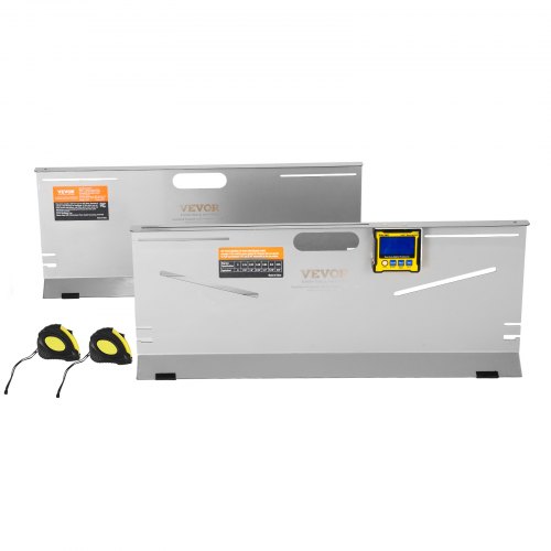 Herramienta de alineación de ruedas VEVOR, paquete de 2 placas de convergencia, calibre de inclinación/avance/convergencia con precisión de 0,1°, placa de acero inoxidable, ranuras magnéticas y 6 varillas de alineación, incluye 2 cintas métricas y tabla de conversión.