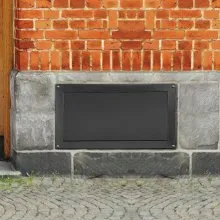 Ventilación de inundación VEVOR, ventilación de inundación de base de 8" de alto x 16" de ancho, para reducir el daño de la base y el riesgo de inundación, negro, ventilación de inundación montada en la pared, para espacios de arrastre, garajes y recintos de altura completa