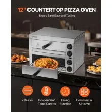 Horno de pizza eléctrico de encimera VEVOR de 12 pulgadas con temperatura ajustable y temporizador de 0 a 120 minutos