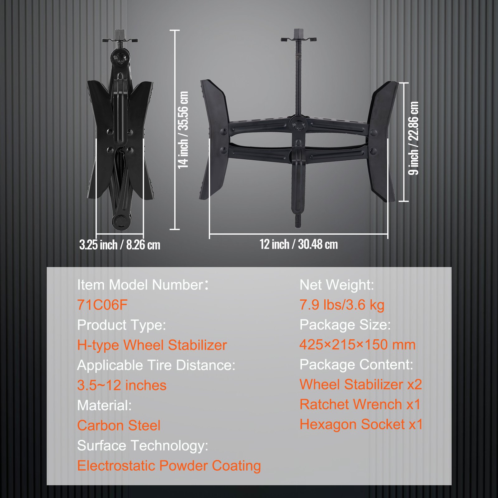 VEVOR Estabilizador de calzo para ruedas de caravana, calzo de bloqueo de neumáticos RV en forma de H, llave integrada para espacio de neumáticos de 3,5 a 12 pulgadas, 2 juegos de calzos para ruedas d