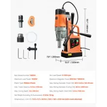 Taladro magnético VEVOR 1550W 2922lbf/13000N Taladro magnético portátil 500RPM