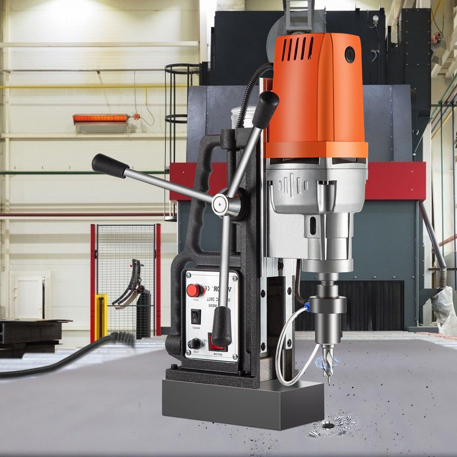 Prensa de taladro magnético MD50 de 2" de perforación y fuerza de imán de 2900 libras