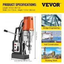 Taladro magnético VEVOR de 1550 W, prensa de taladro magnético con máquina cortadora anular de diámetro de perforación de 2 pulgadas, 2900 LBS, 11 Uds., brocas de corte anular HSS