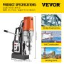 Taladro de columna magnético VEVOR de 1450 W con diámetro de perforación de 2 pulgadas, máquina de corte anular, 2900 lb, 6 brocas de corte anular HSS, máquina de perforación de 850 RPM para cualquier superficie, industria de mejoras para el hogar, ferrocarril