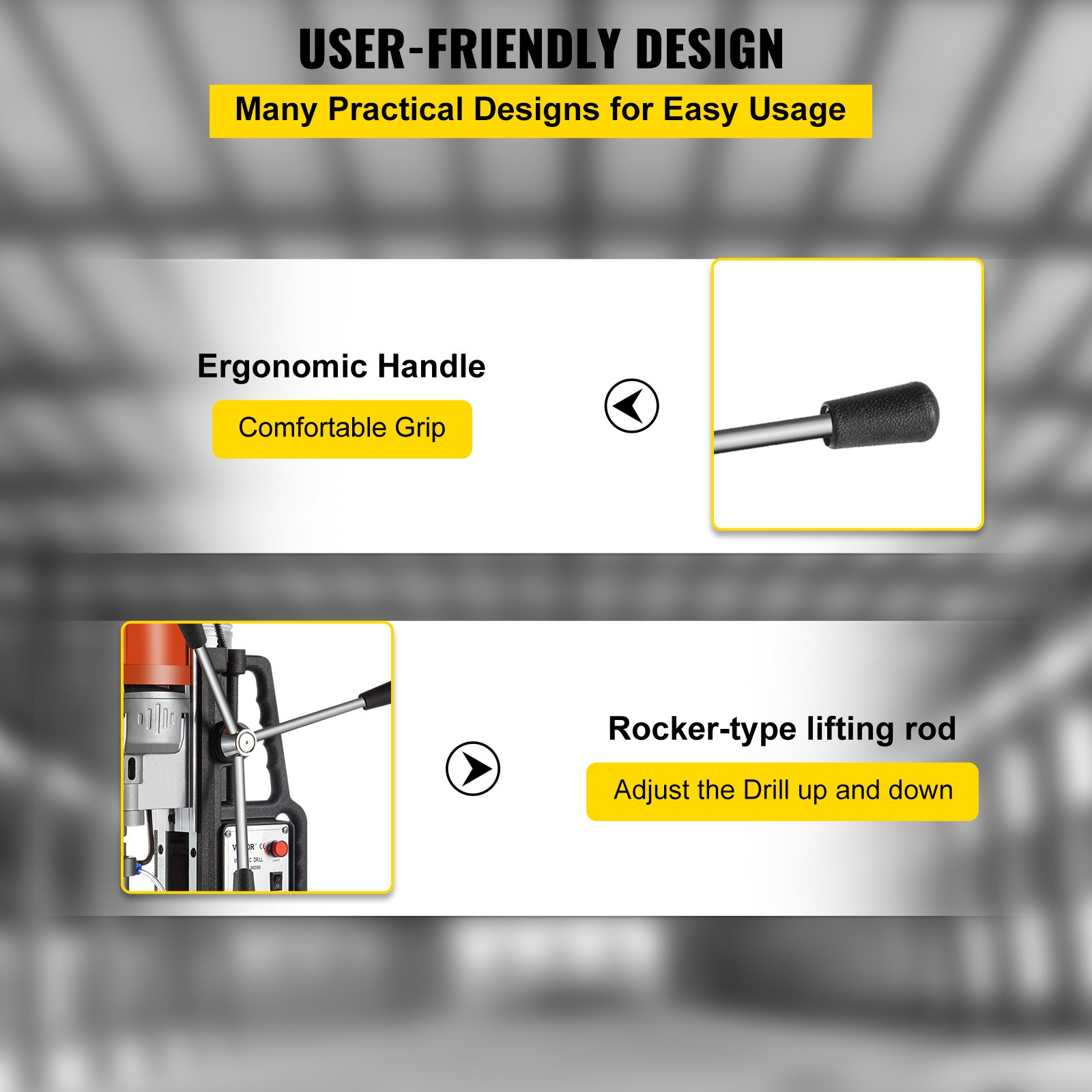 Taladro de columna magnético VEVOR de 1450 W con diámetro de perforación de 2 pulgadas, máquina de corte anular, 2900 lb, 6 brocas de corte anular HSS, máquina de perforación de 850 RPM para cualquier superficie, industria de mejoras para el hogar, ferrocarril