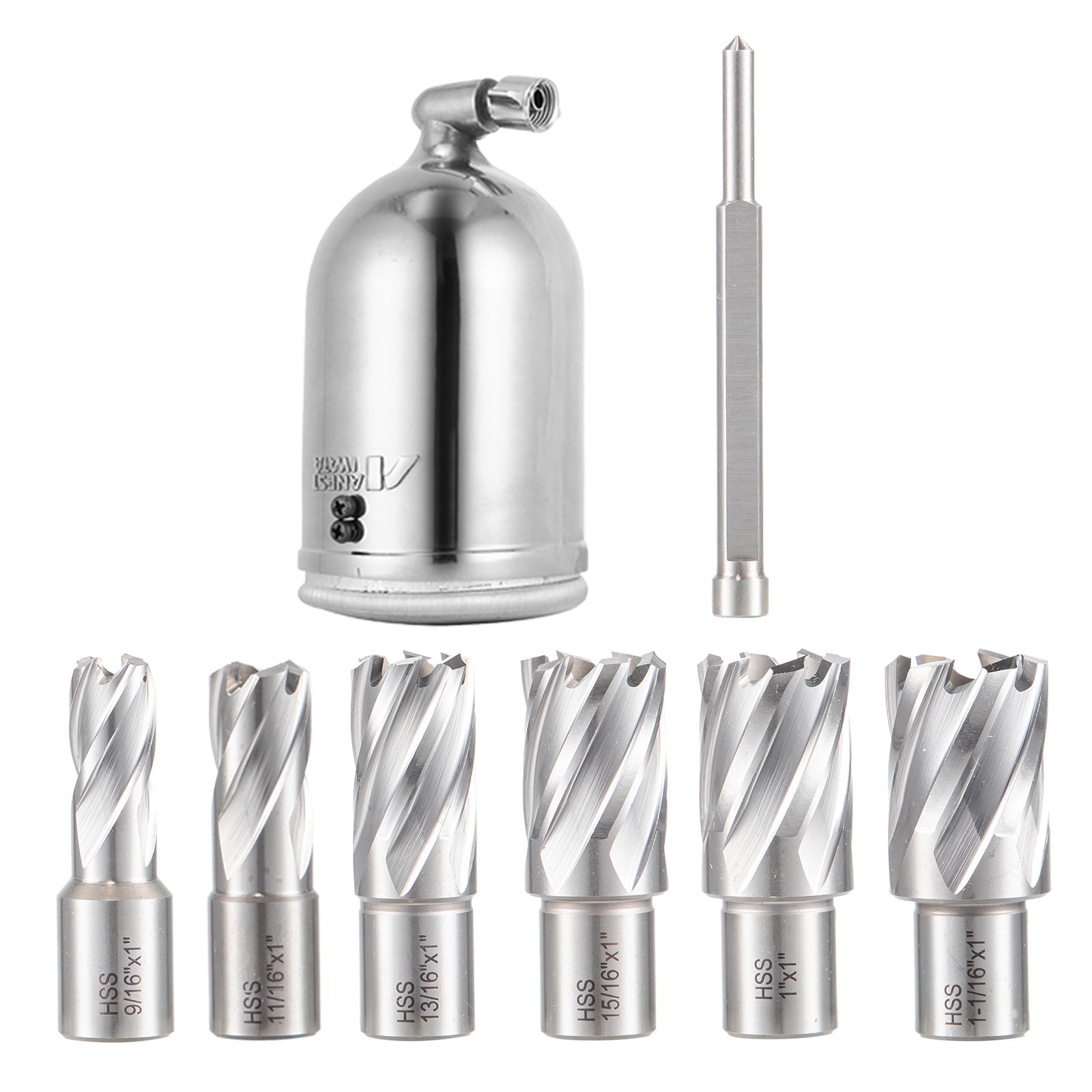 Taladro de columna magnético VEVOR de 1450 W con diámetro de perforación de 2 pulgadas, máquina de corte anular, 2900 lb, 6 brocas de corte anular HSS, máquina de perforación de 850 RPM para cualquier superficie, industria de mejoras para el hogar, ferrocarril